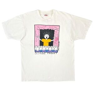 1987 Single Stitch Vintage Fruit Of The Loom "Stage Fright" White T-Shirt sz L
